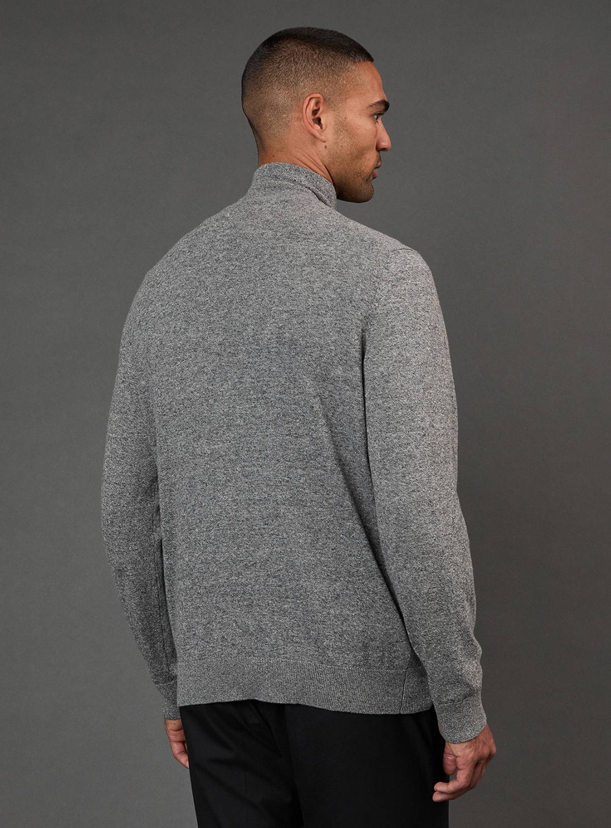 BURTON Light Grey Cotton Rich Half Zip Jumper S - Image 4
